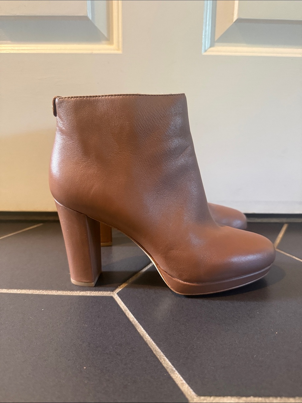 Michael Michael Kors Brown Leather Block Heel Ankle Boots